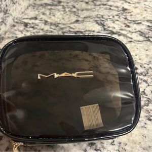 MAC Cosmetics Black Clear Cosmetic Bag with Gold Logo